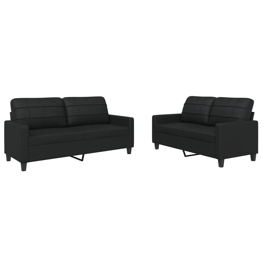 2-delige Loungeset met kussens kunstleer zwart is nu te koop bij PeponiXL, paradijselijk wonen!