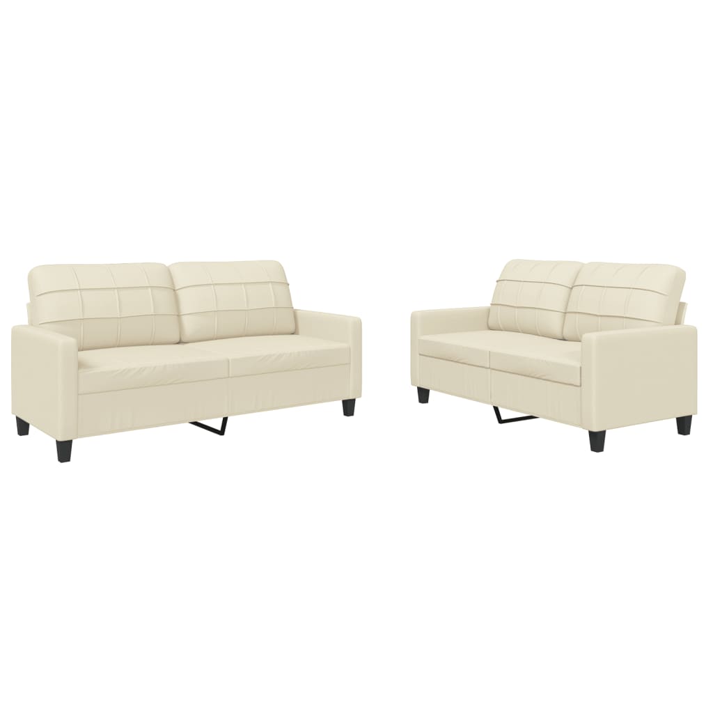 2-delige Loungeset met kussens kunstleer crème is nu te koop bij PeponiXL, paradijselijk wonen!