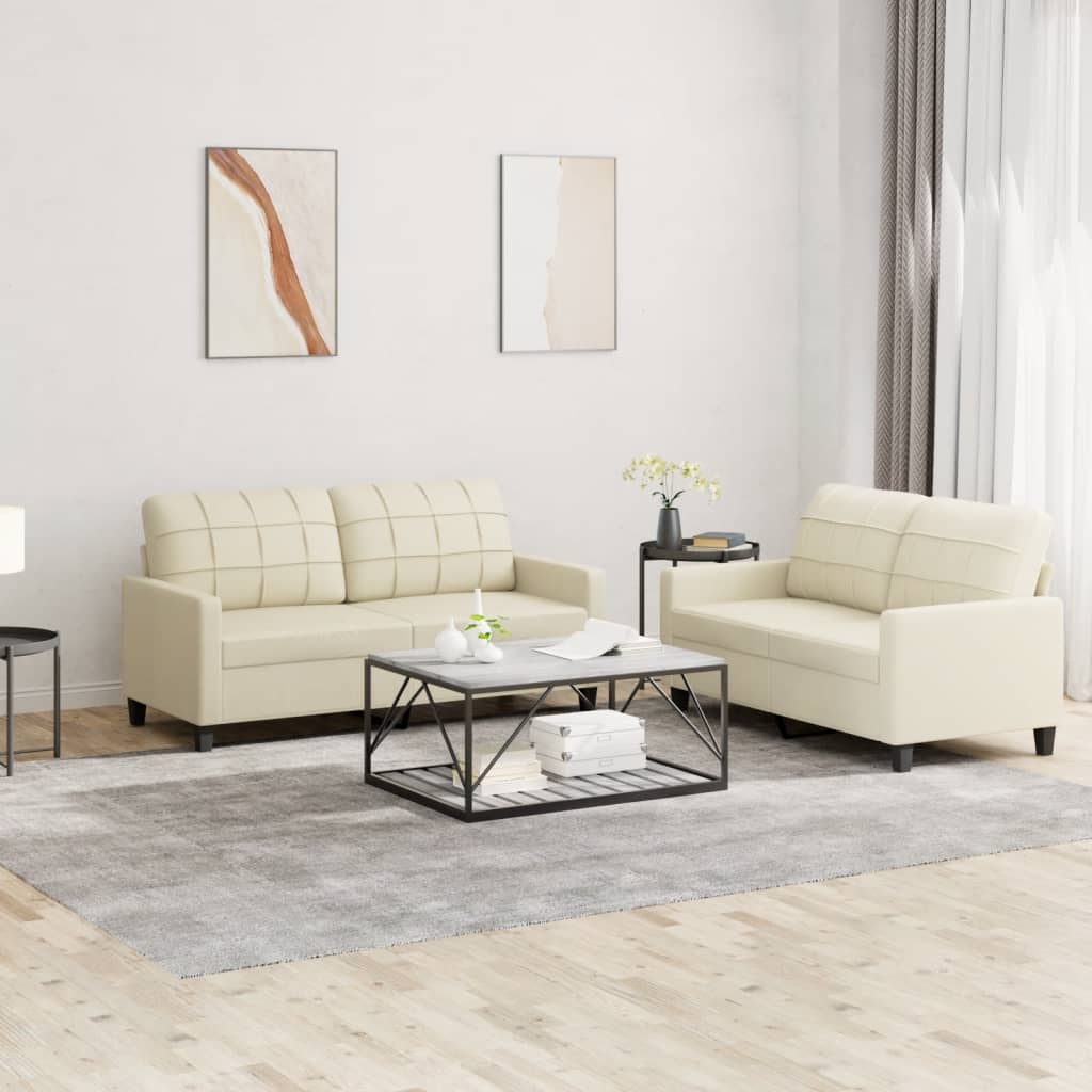 2-delige Loungeset met kussens kunstleer crème is nu te koop bij PeponiXL, paradijselijk wonen!
