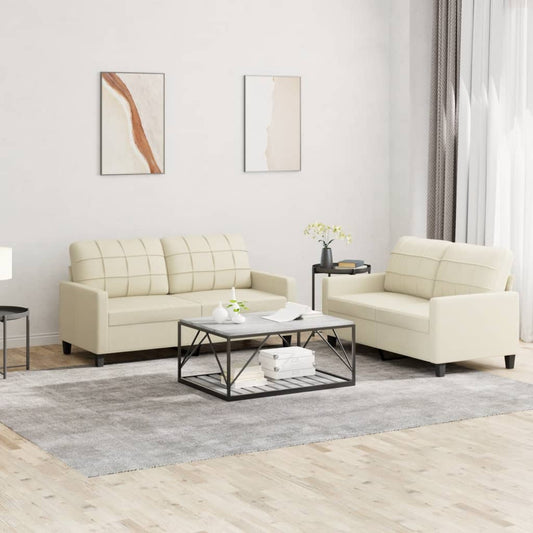 2-delige Loungeset met kussens kunstleer crème is nu te koop bij PeponiXL, paradijselijk wonen!