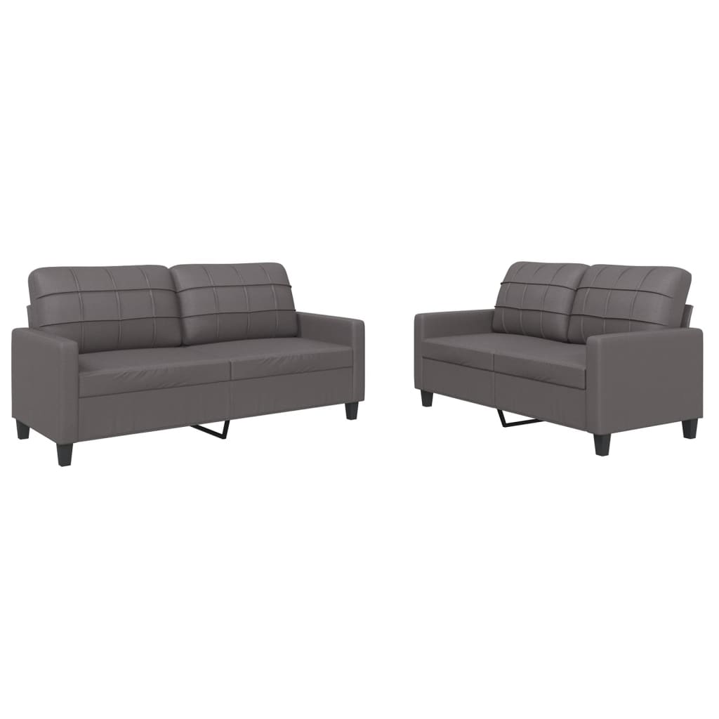 2-delige Loungeset met kussens kunstleer grijs is nu te koop bij PeponiXL, paradijselijk wonen!