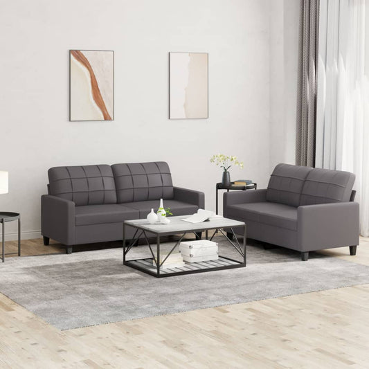 2-delige Loungeset met kussens kunstleer grijs is nu te koop bij PeponiXL, paradijselijk wonen!