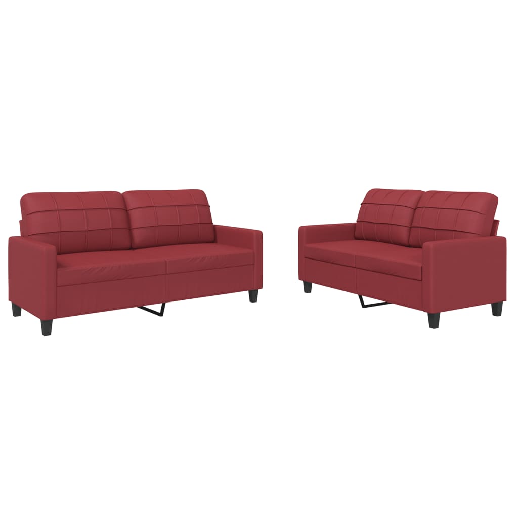 2-delige Loungeset met kussens kunstleer wijnrood is nu te koop bij PeponiXL, paradijselijk wonen!