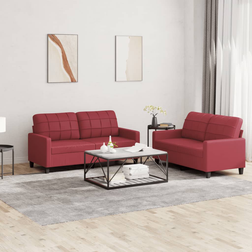 2-delige Loungeset met kussens kunstleer wijnrood is nu te koop bij PeponiXL, paradijselijk wonen!