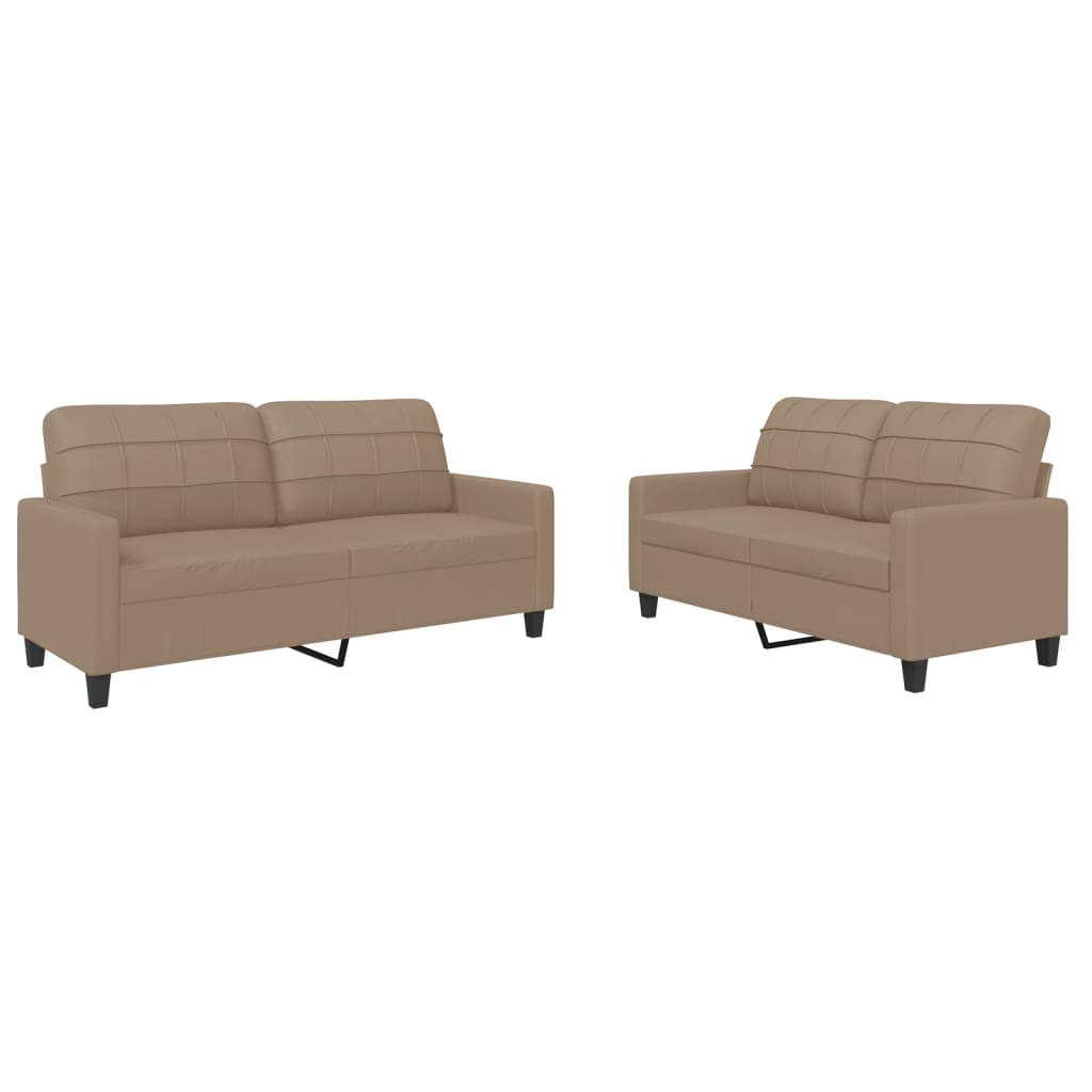 2-delige Loungeset met kussens kunstleer cappuccino is nu te koop bij PeponiXL, paradijselijk wonen!