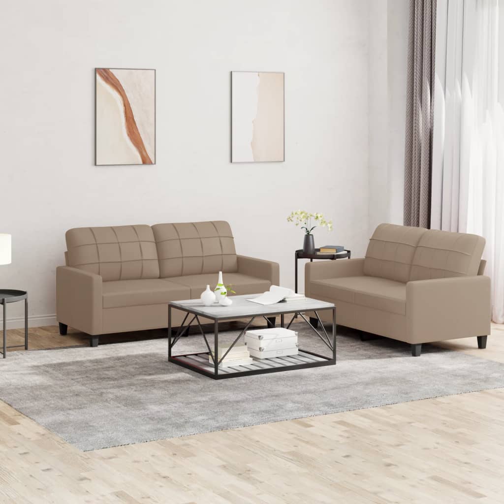 2-delige Loungeset met kussens kunstleer cappuccino is nu te koop bij PeponiXL, paradijselijk wonen!
