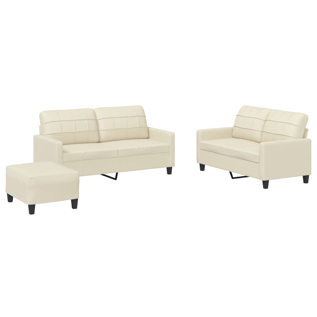 3-delige Loungeset met kussens kunstleer crème is nu te koop bij PeponiXL, paradijselijk wonen!