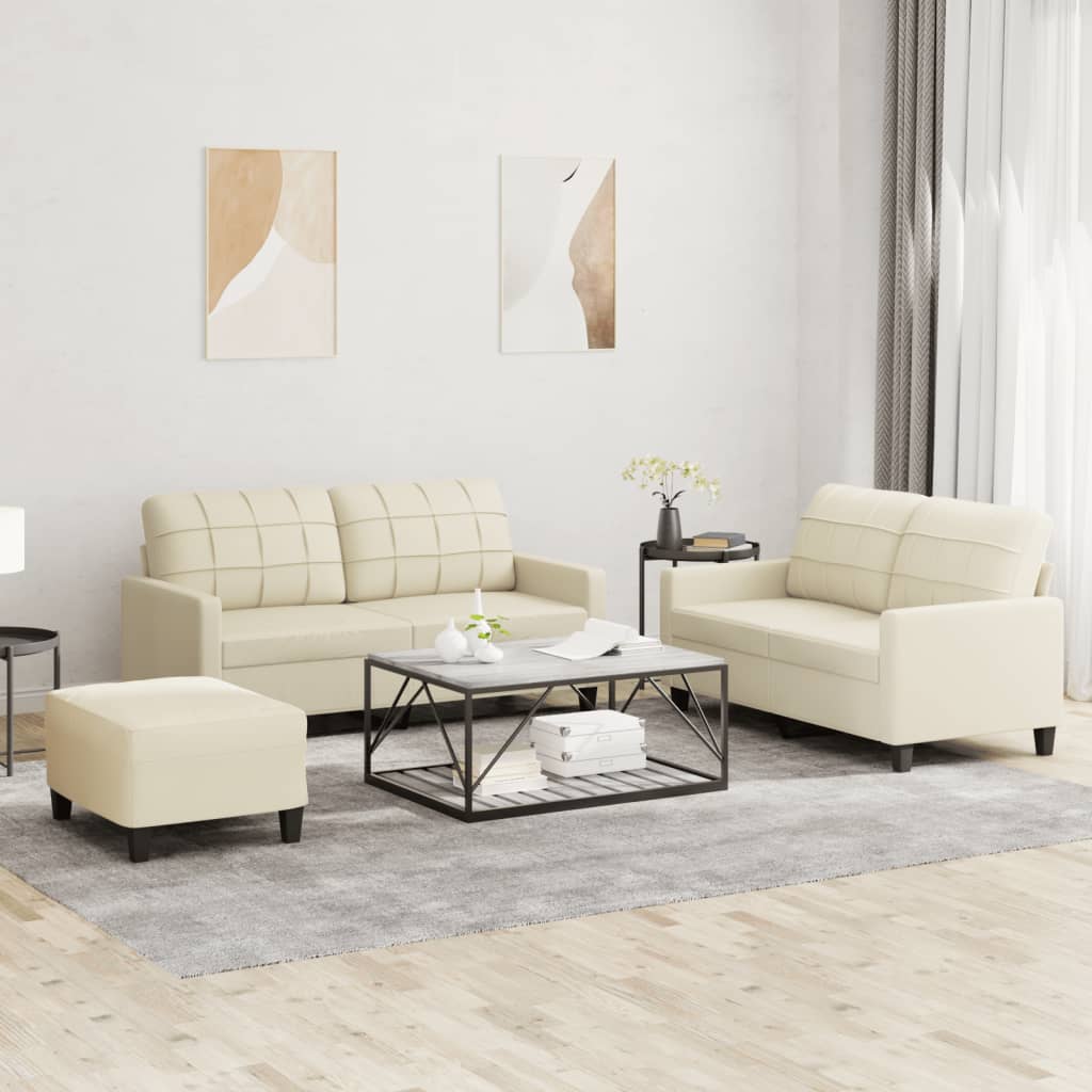 3-delige Loungeset met kussens kunstleer crème is nu te koop bij PeponiXL, paradijselijk wonen!