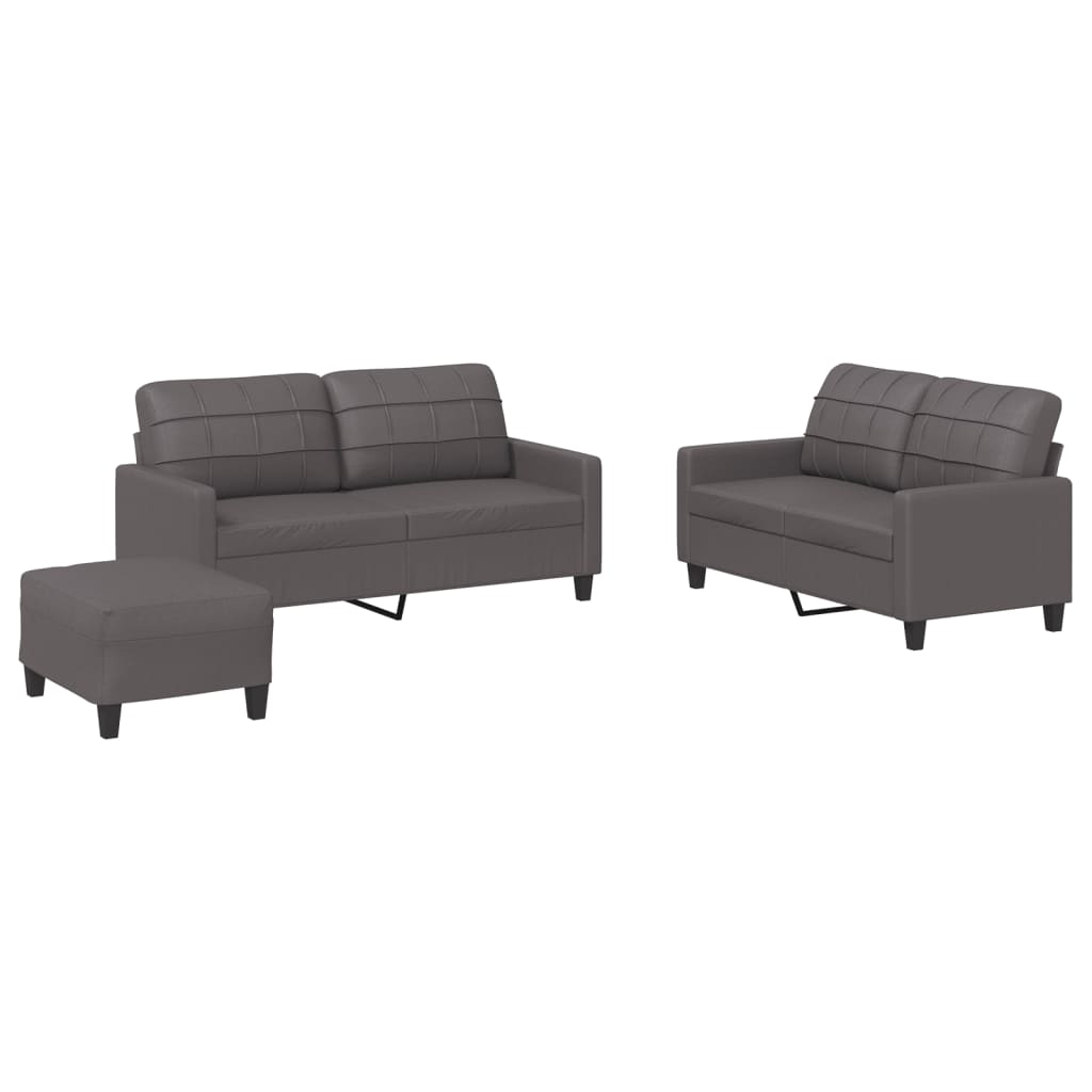 3-delige Loungeset met kussens kunstleer grijs is nu te koop bij PeponiXL, paradijselijk wonen!