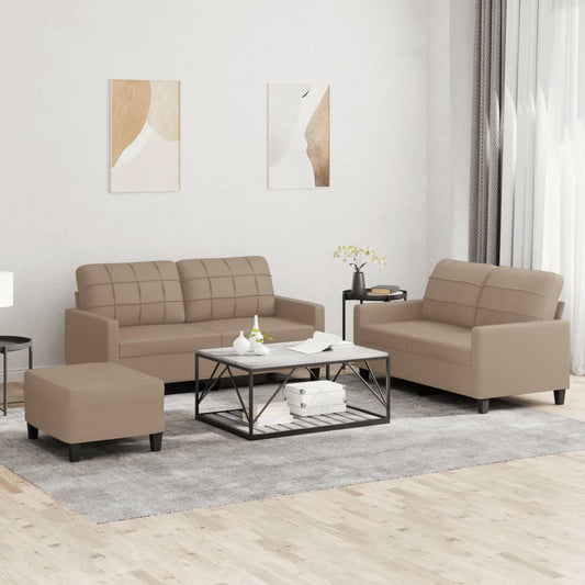 3-delige Loungeset met kussens kunstleer cappuccino is nu te koop bij PeponiXL, paradijselijk wonen!