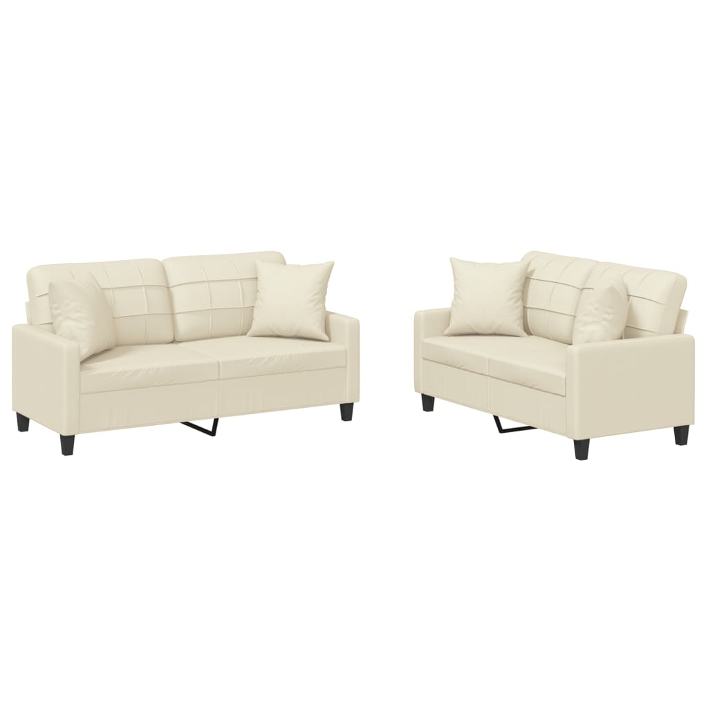 2-delige Loungeset met kussens kunstleer crèmekleurig is nu te koop bij PeponiXL, paradijselijk wonen!