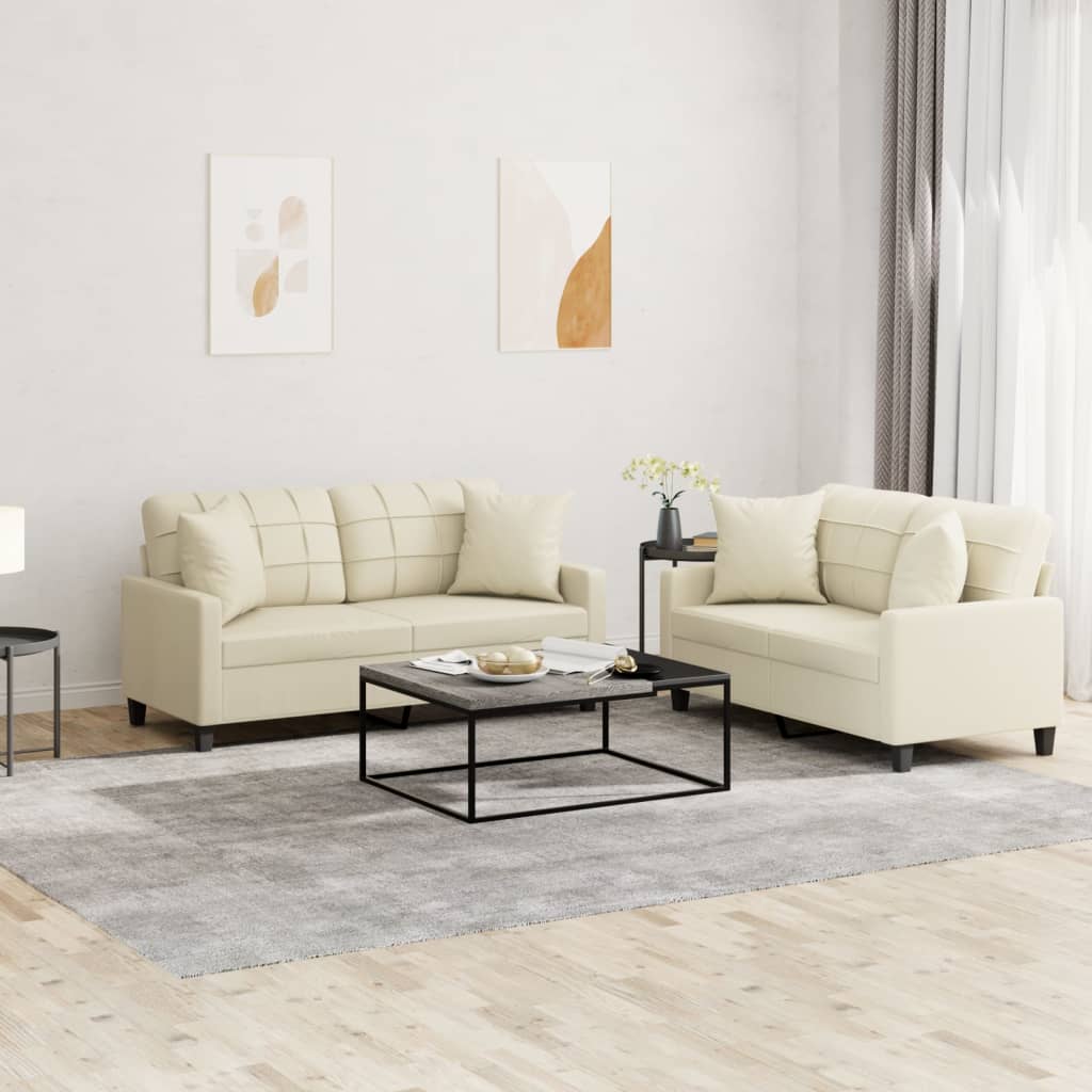 2-delige Loungeset met kussens kunstleer crèmekleurig is nu te koop bij PeponiXL, paradijselijk wonen!
