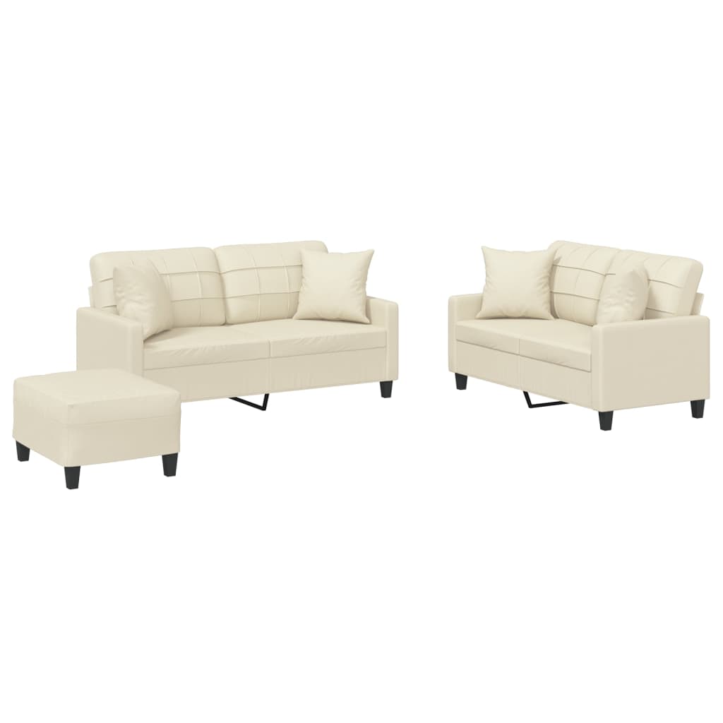 3-delige Loungeset met kussens kunstleer crèmekleurig is nu te koop bij PeponiXL, paradijselijk wonen!
