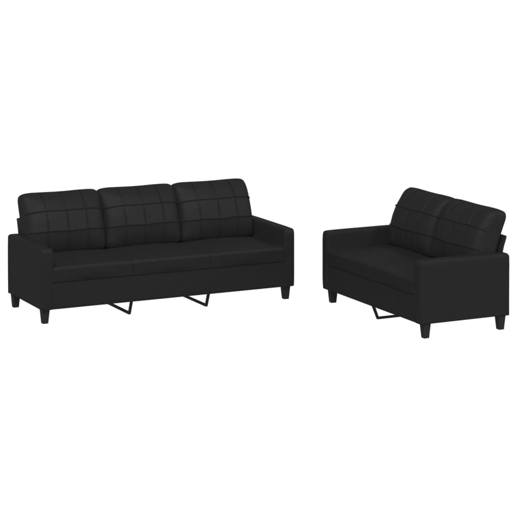 2-delige Loungeset met kussens kunstleer zwart is nu te koop bij PeponiXL, paradijselijk wonen!