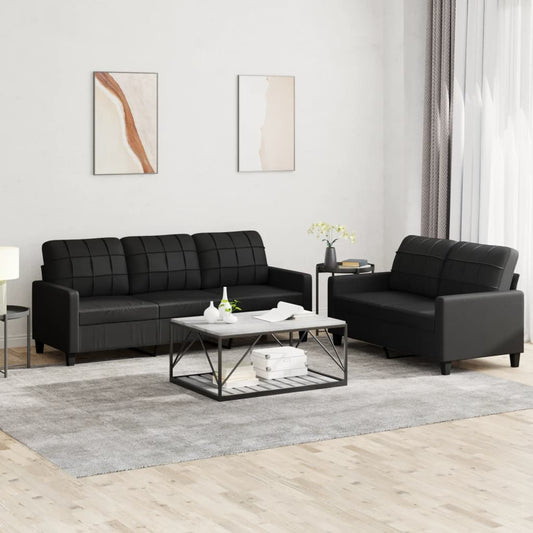 2-delige Loungeset met kussens kunstleer zwart is nu te koop bij PeponiXL, paradijselijk wonen!