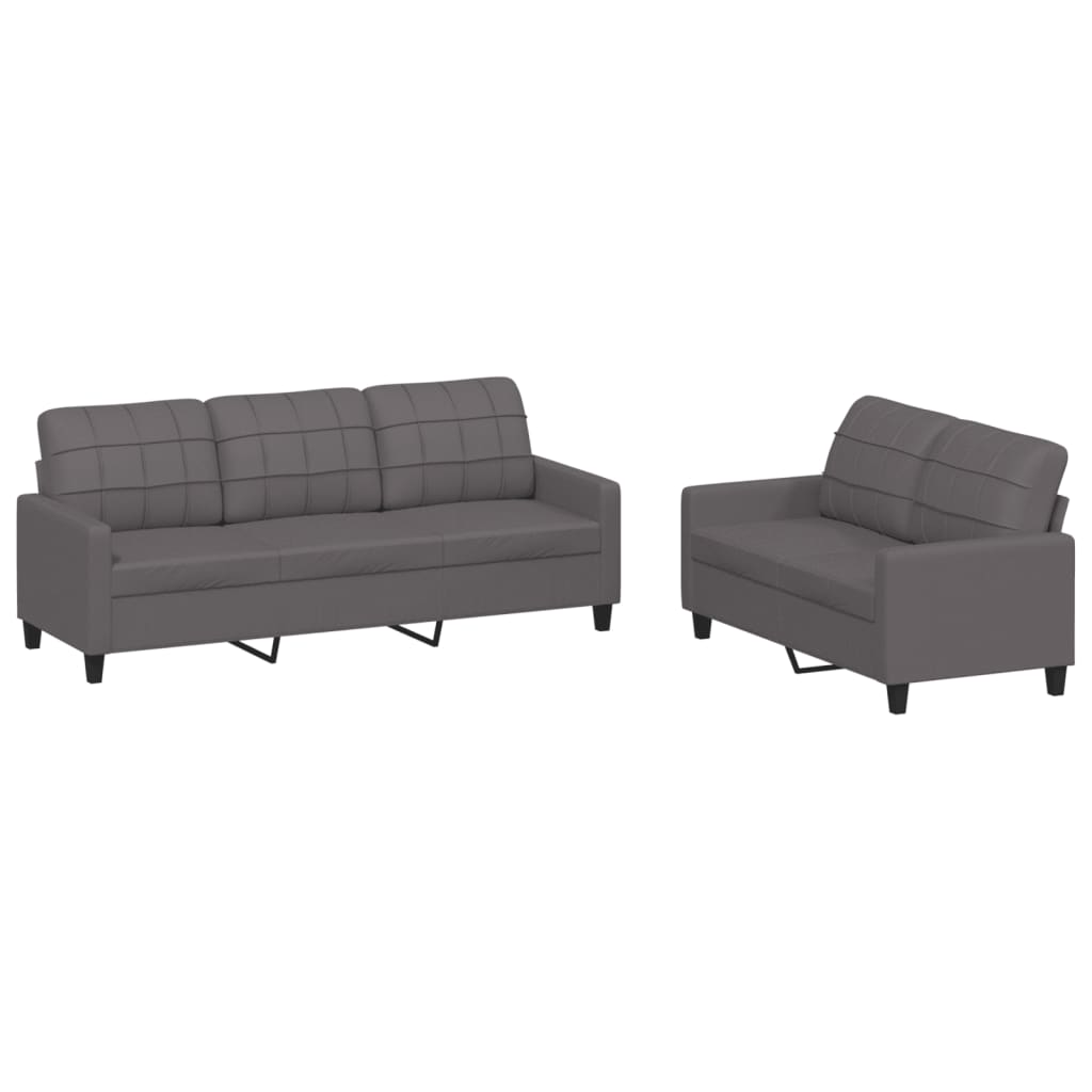 2-delige Loungeset met kussens kunstleer grijs is nu te koop bij PeponiXL, paradijselijk wonen!
