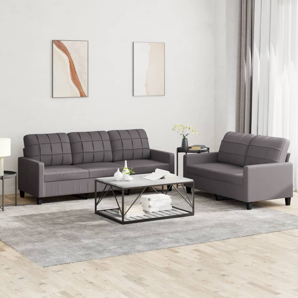 2-delige Loungeset met kussens kunstleer grijs is nu te koop bij PeponiXL, paradijselijk wonen!