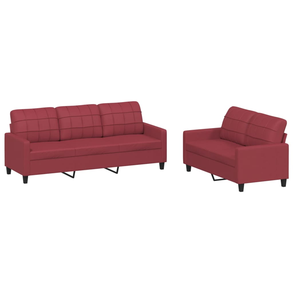 2-delige Loungeset met kussens kunstleer wijnrood is nu te koop bij PeponiXL, paradijselijk wonen!