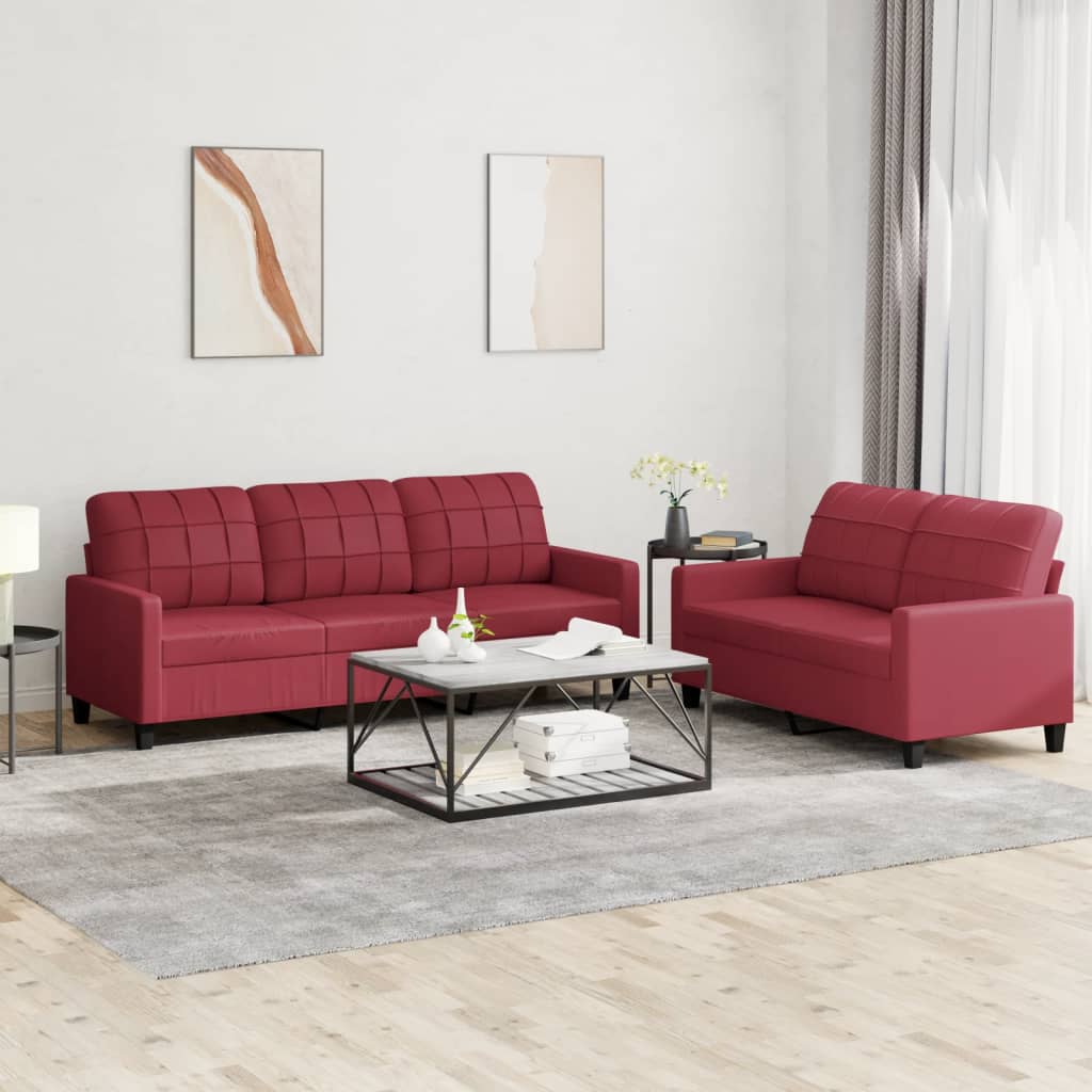 2-delige Loungeset met kussens kunstleer wijnrood is nu te koop bij PeponiXL, paradijselijk wonen!