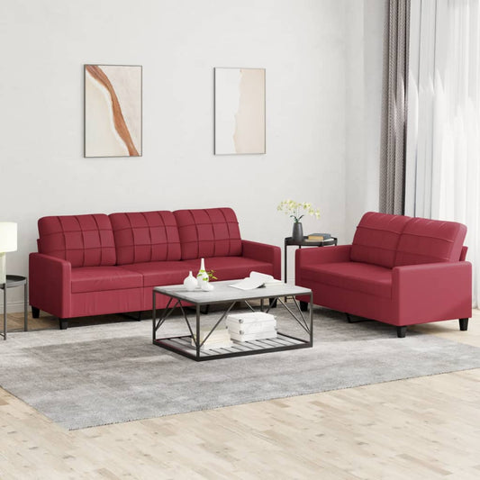 2-delige Loungeset met kussens kunstleer wijnrood is nu te koop bij PeponiXL, paradijselijk wonen!