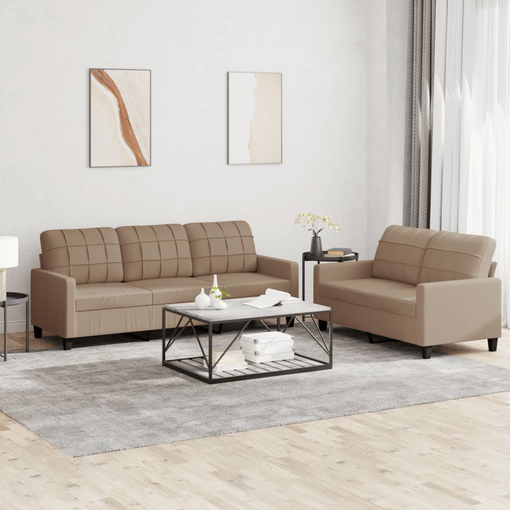 2-delige Loungeset met kussens kunstleer cappuccino is nu te koop bij PeponiXL, paradijselijk wonen!