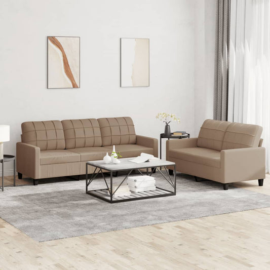 2-delige Loungeset met kussens kunstleer cappuccino is nu te koop bij PeponiXL, paradijselijk wonen!