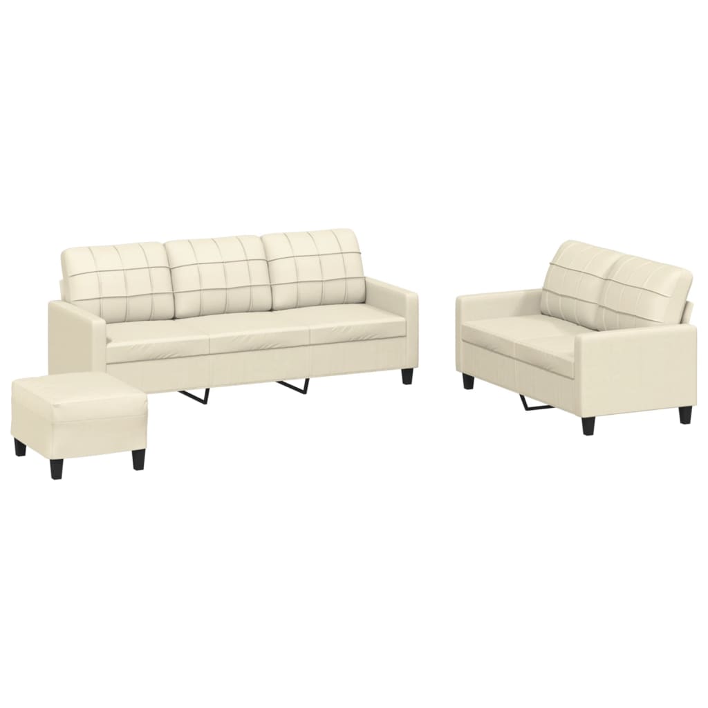 3-delige Loungeset met kussens kunstleer crème is nu te koop bij PeponiXL, paradijselijk wonen!