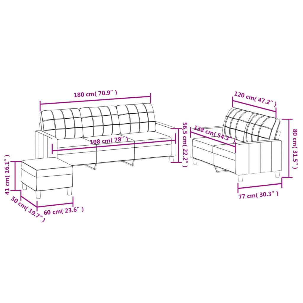 3-delige Loungeset met kussens kunstleer crème is nu te koop bij PeponiXL, paradijselijk wonen!