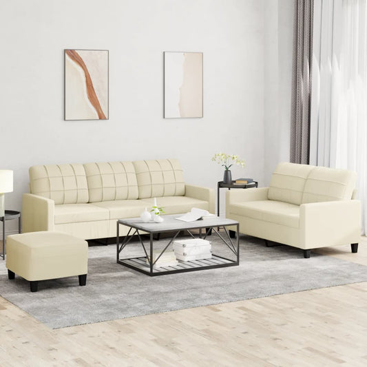 3-delige Loungeset met kussens kunstleer crème is nu te koop bij PeponiXL, paradijselijk wonen!