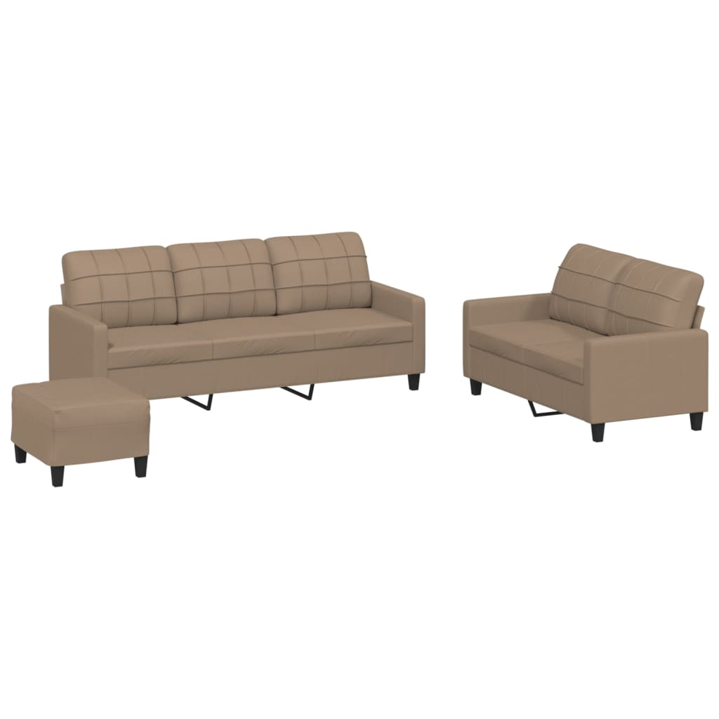 3-delige Loungeset met kussens kunstleer cappuccino is nu te koop bij PeponiXL, paradijselijk wonen!