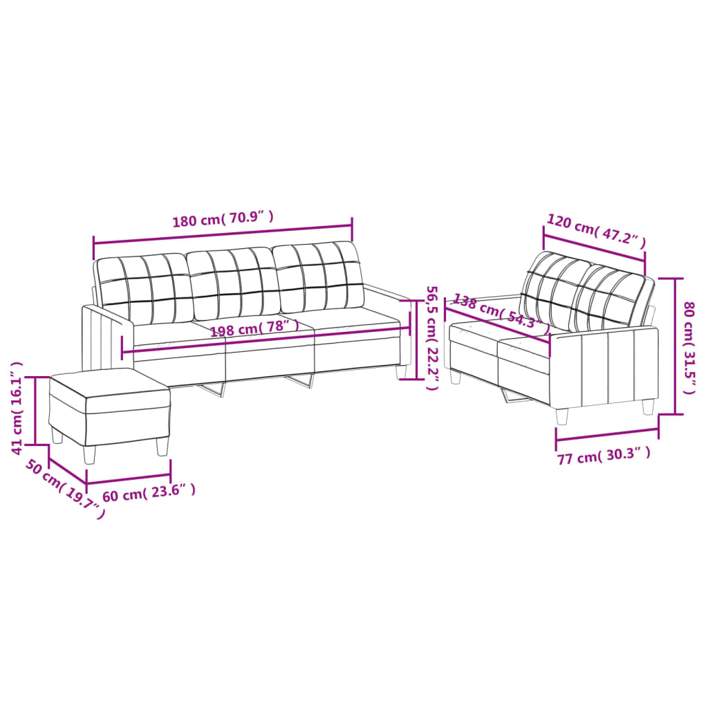 3-delige Loungeset met kussens kunstleer cappuccino is nu te koop bij PeponiXL, paradijselijk wonen!