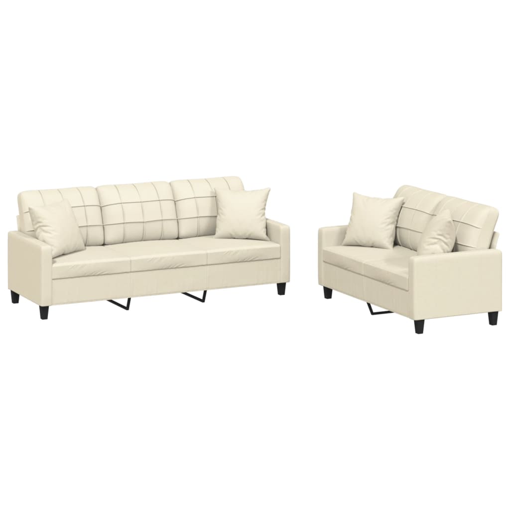2-delige Loungeset met kussens kunstleer crèmekleurig is nu te koop bij PeponiXL, paradijselijk wonen!
