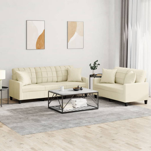 2-delige Loungeset met kussens kunstleer crèmekleurig is nu te koop bij PeponiXL, paradijselijk wonen!