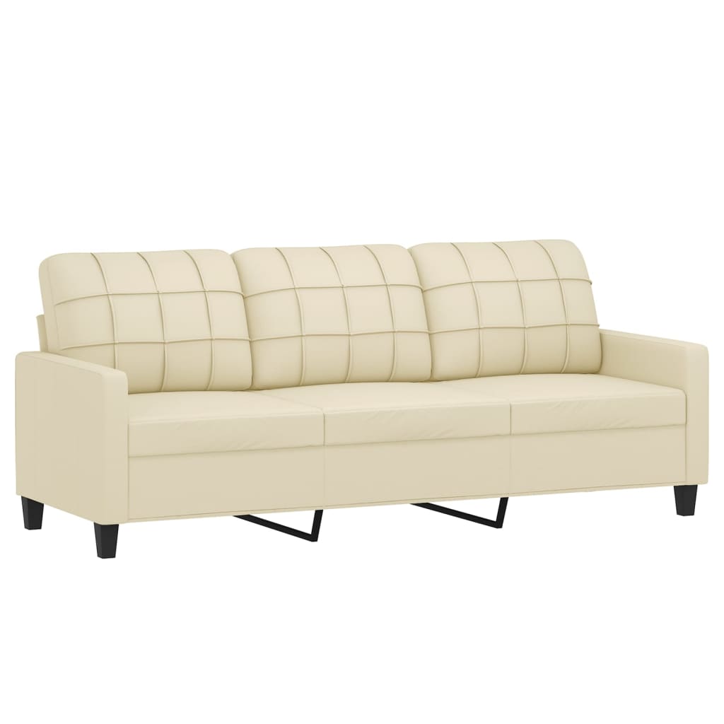 3-delige Loungeset met kussens kunstleer crèmekleurig is nu te koop bij PeponiXL, paradijselijk wonen!