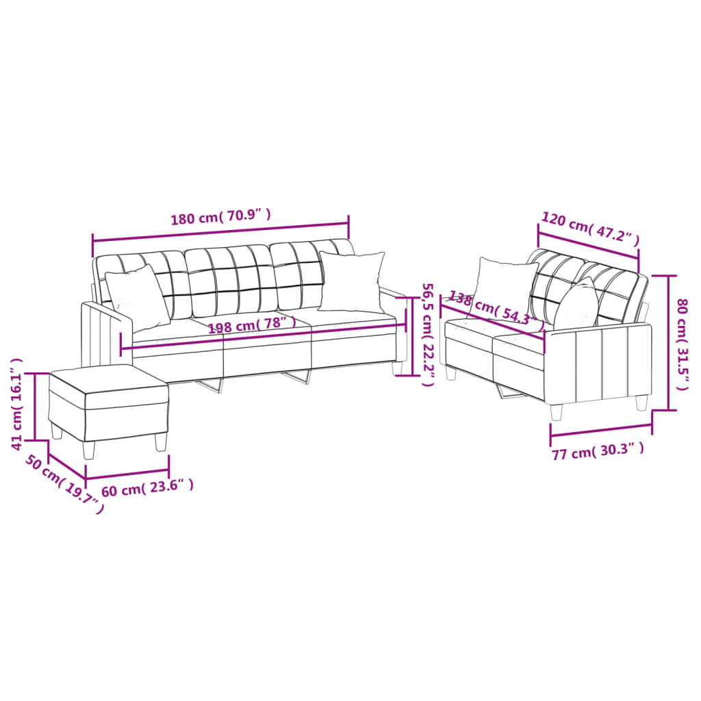 3-delige Loungeset met kussens kunstleer crèmekleurig is nu te koop bij PeponiXL, paradijselijk wonen!