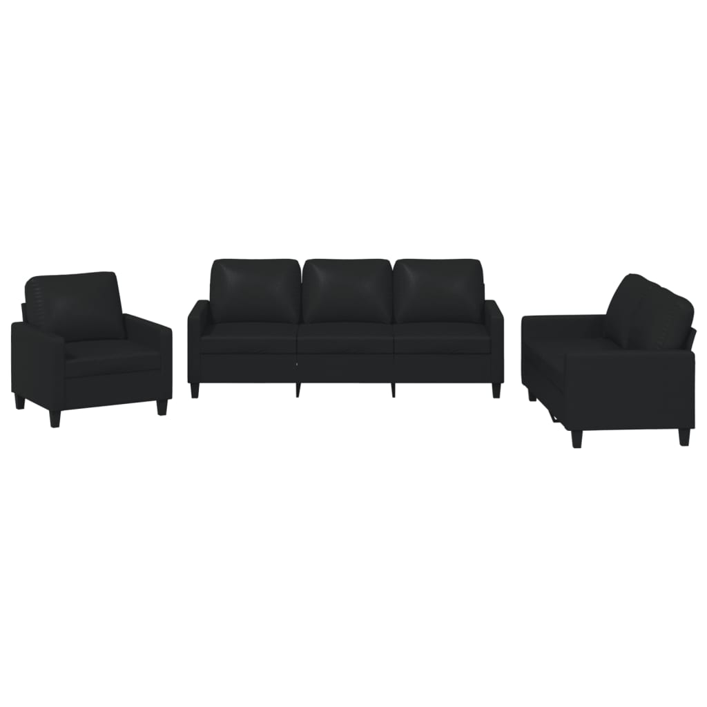 3-delige Loungeset met kussens kunstleer zwart is nu te koop bij PeponiXL, paradijselijk wonen!