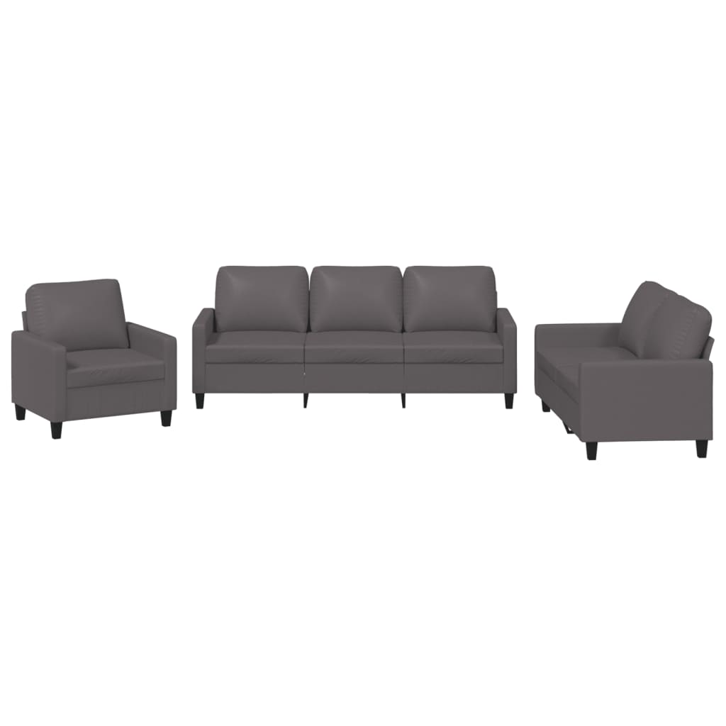 3-delige Loungeset met kussens kunstleer grijs is nu te koop bij PeponiXL, paradijselijk wonen!
