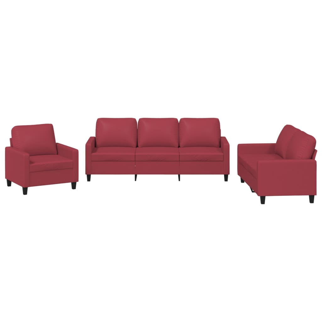 3-delige Loungeset met kussens kunstleer wijnrood is nu te koop bij PeponiXL, paradijselijk wonen!