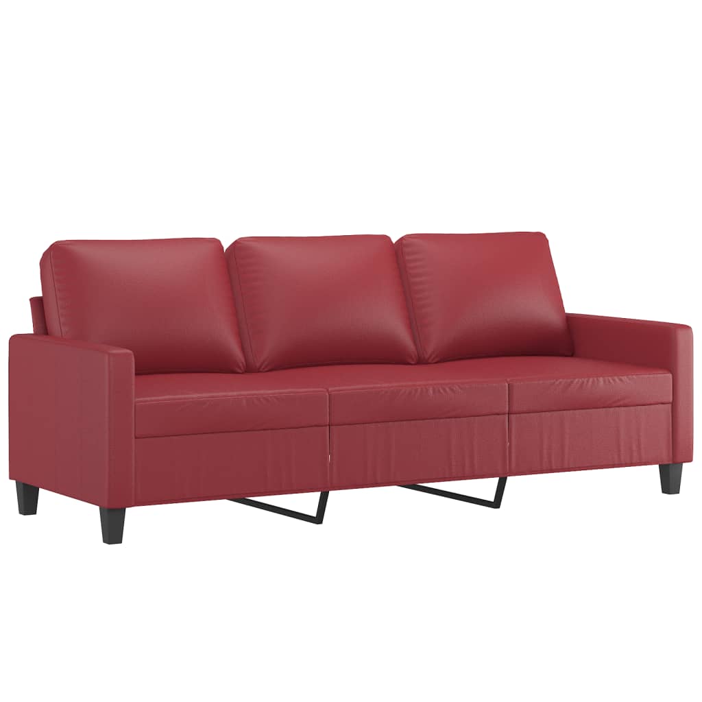 3-delige Loungeset met kussens kunstleer wijnrood is nu te koop bij PeponiXL, paradijselijk wonen!