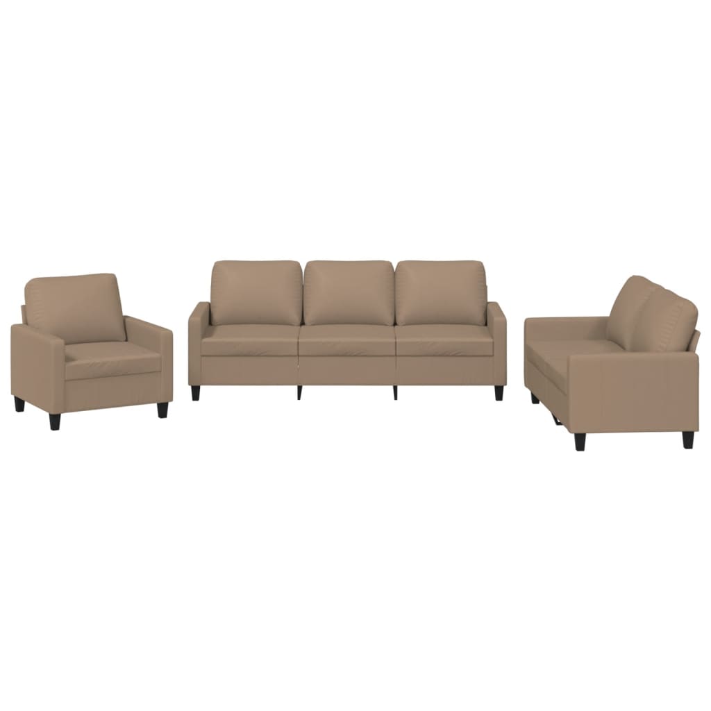 3-delige Loungeset met kussens kunstleer cappuccino is nu te koop bij PeponiXL, paradijselijk wonen!