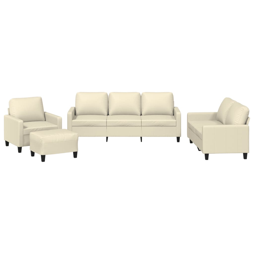 4-delige Loungeset met kussens kunstleer crème is nu te koop bij PeponiXL, paradijselijk wonen!