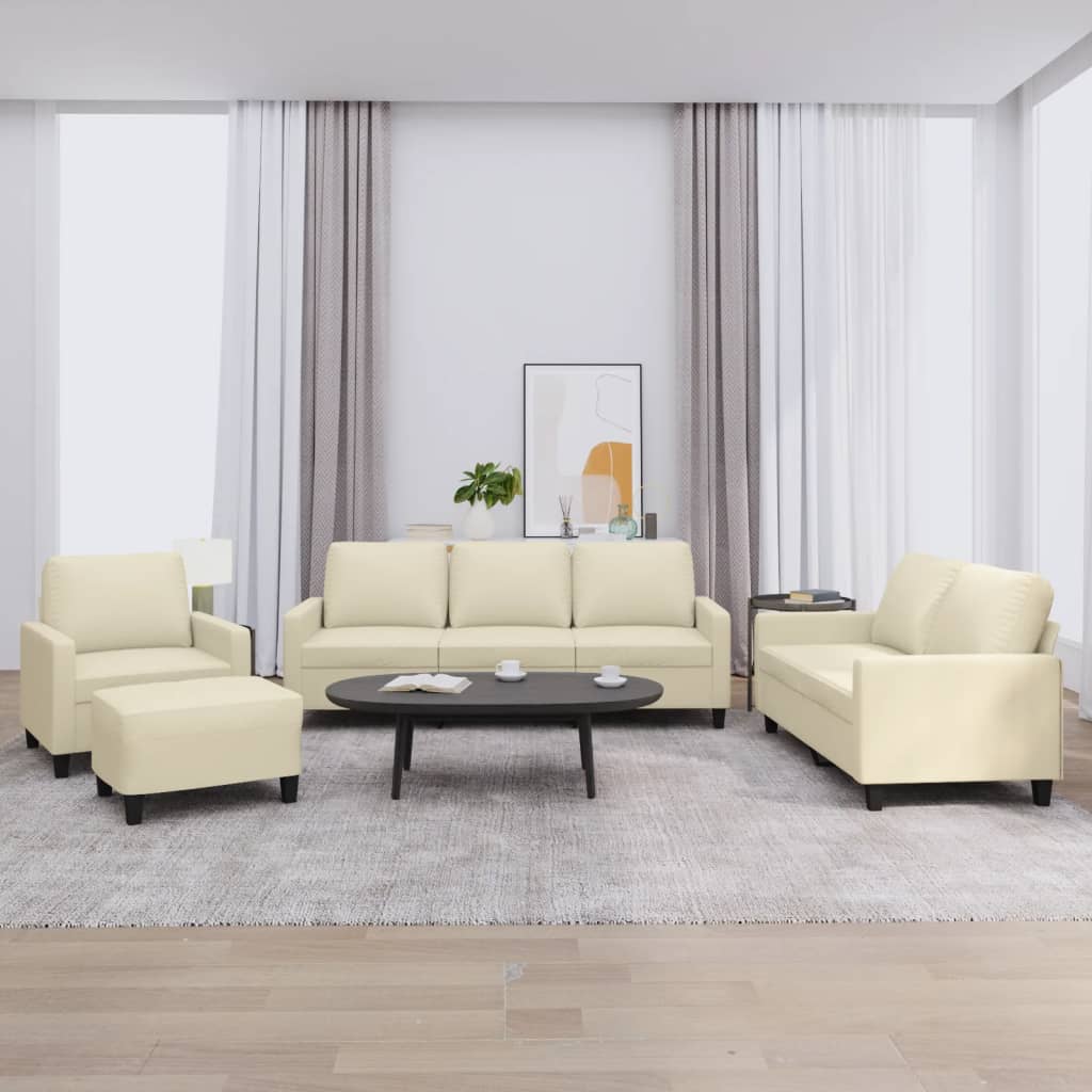4-delige Loungeset met kussens kunstleer crème is nu te koop bij PeponiXL, paradijselijk wonen!