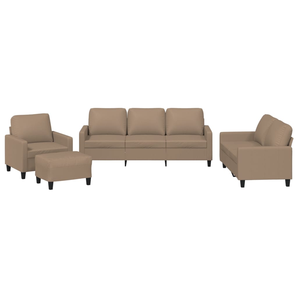 4-delige Loungeset met kussens kunstleer cappuccino is nu te koop bij PeponiXL, paradijselijk wonen!