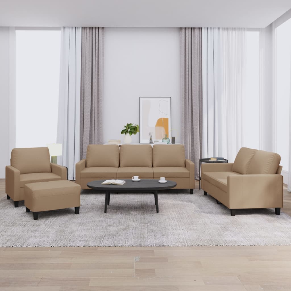 4-delige Loungeset met kussens kunstleer cappuccino is nu te koop bij PeponiXL, paradijselijk wonen!
