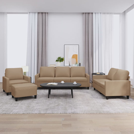 4-delige Loungeset met kussens kunstleer cappuccino is nu te koop bij PeponiXL, paradijselijk wonen!