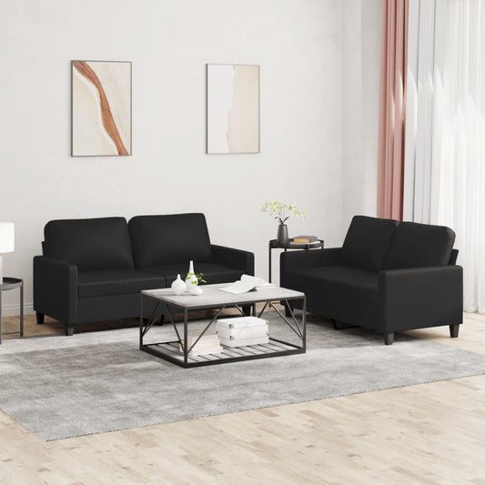 2-delige Loungeset met kussens kunstleer zwart is nu te koop bij PeponiXL, paradijselijk wonen!