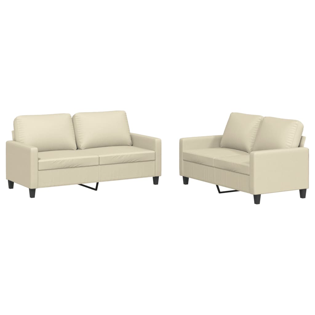 2-delige Loungeset met kussens kunstleer crème is nu te koop bij PeponiXL, paradijselijk wonen!