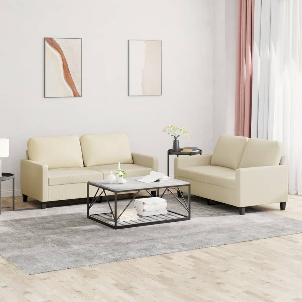 2-delige Loungeset met kussens kunstleer crème is nu te koop bij PeponiXL, paradijselijk wonen!