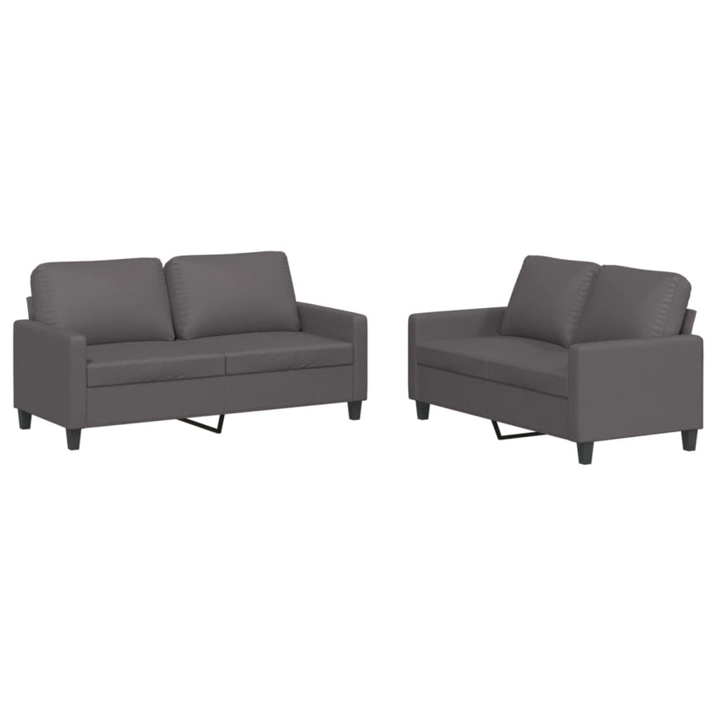 2-delige Loungeset met kussens kunstleer grijs is nu te koop bij PeponiXL, paradijselijk wonen!
