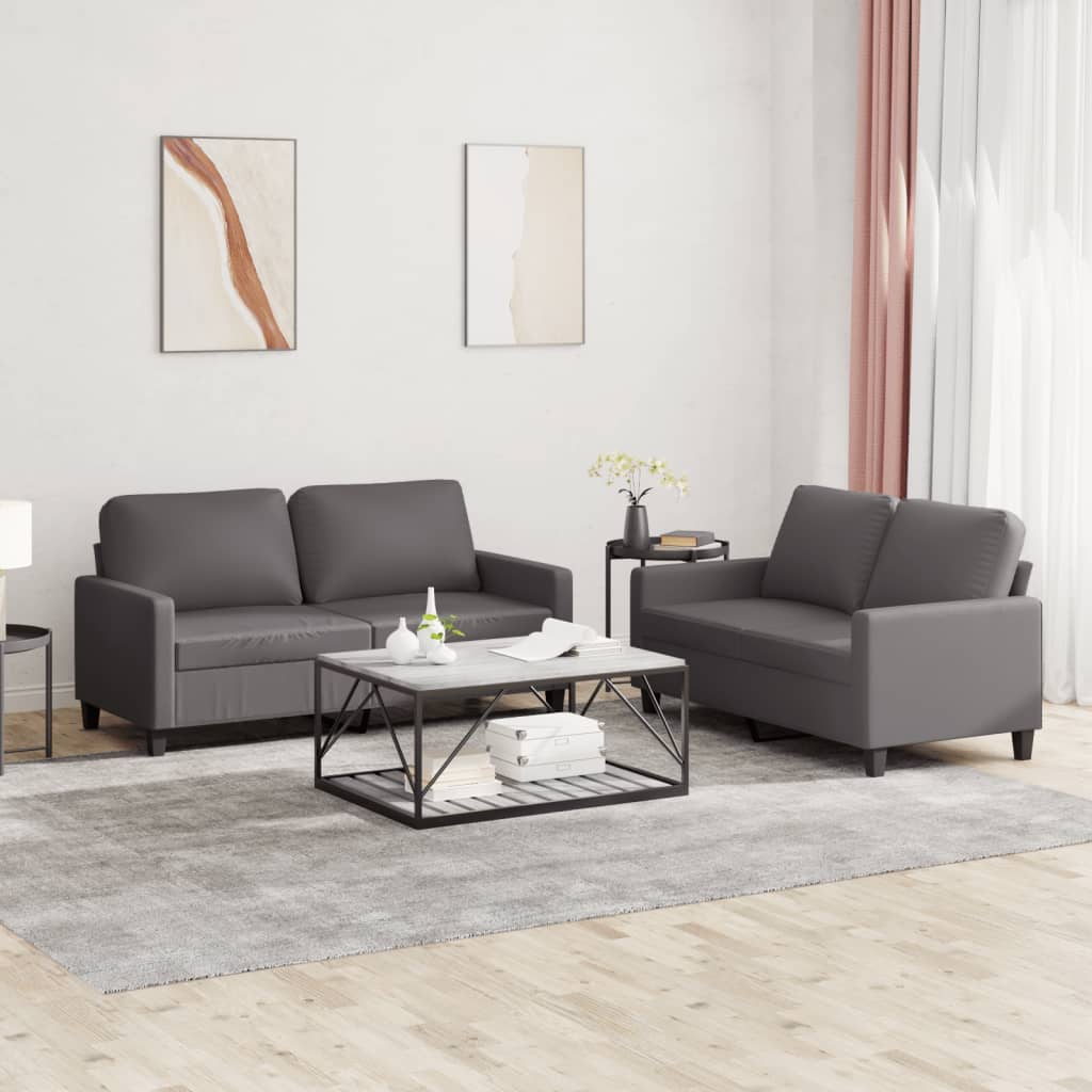 2-delige Loungeset met kussens kunstleer grijs is nu te koop bij PeponiXL, paradijselijk wonen!